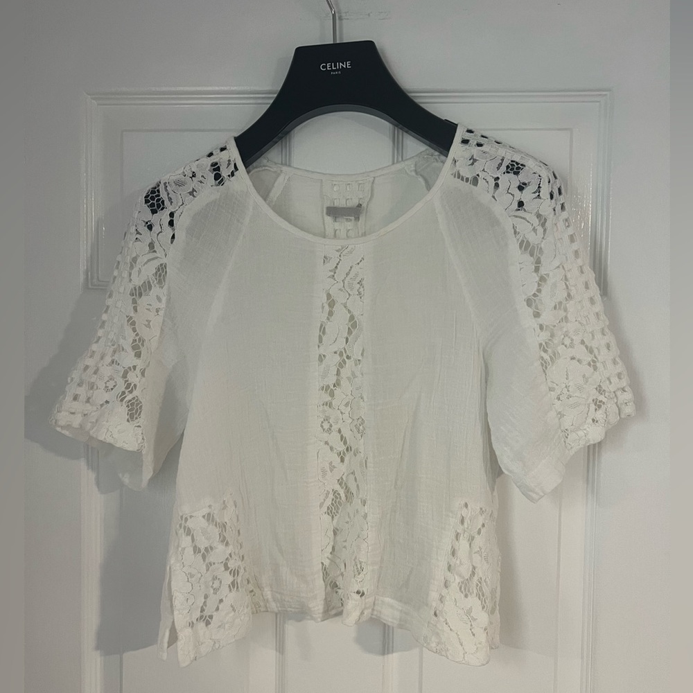 Gorgeous Skin White cotton lace top size 2 Medium